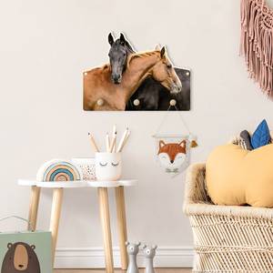 Appendiabiti Cavallo coccoloso Marrone - Legno massello - 40 x 30 x 1.5 cm
