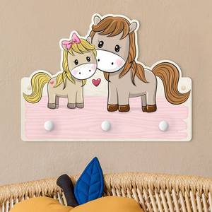 Attaccapanni Pony Beige - Rosa - Legno massello - 40 x 30 x 1.5 cm