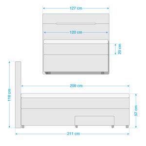 Lit boxspring Runner I Avec éclairage - Microfibre Senga: Noir