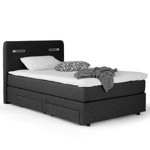 Lit boxspring Speedy I Avec éclairage - Tissu Kora: Anthracite - D3 medium