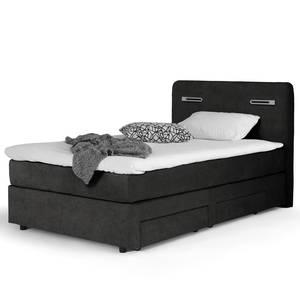 Lit boxspring Speedy II Avec éclairage - Microfibre Senga: Noir - D4 ferme