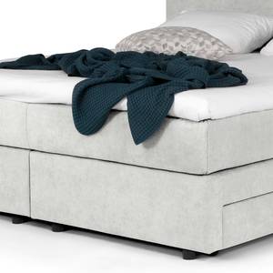 Lit boxspring Speedy III Avec éclairage - Microfibre Senga: Argent - Matelas double D2/D4