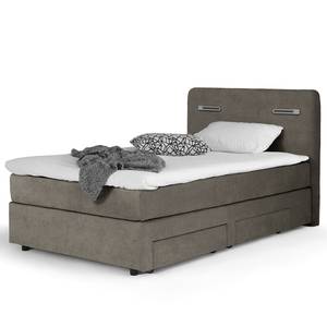 Lit boxspring Speedy II Avec éclairage - Microfibre Senga: Gris clair - D4 ferme