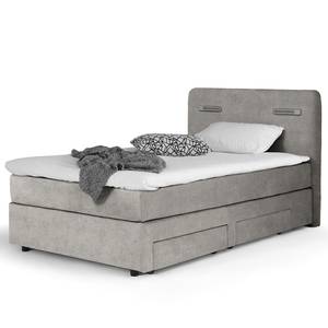 Boxspring Speedy II met verlichting - Microvezel Senga: Grijs - H4 hard