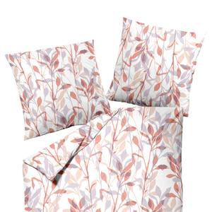 Parure de lit Nostalgic Spring I Satin mako - Rose / Blanc - 155 x 220 cm + oreiller 80 x 80 cm