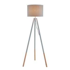 Staande lamp Vereda II textielmix/massief rubberboomhout - 1 lichtbron