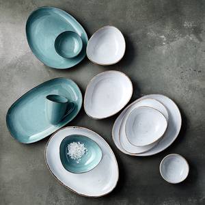 Assiettes de présentation FINCA (4 élém) Porcelaine - Gris clair - 32 cm x 24 cm x 13 cm - Gris lumineux