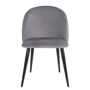 Gestoffeerde stoel Ruxby (set van 2) fluweel/staal - lichtgrijs/zwart - Grijs