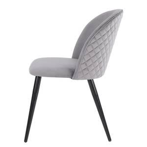 Chaises capitonnées Ruxby (lot de 2) Velours / Acier - Gris clair / Noir - Gris