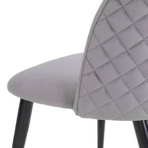 Chaises capitonnées Ruxby (lot de 2) Velours / Acier - Gris clair / Noir - Gris