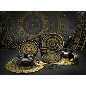 Tafelservice Mandala (12-teilig) Steinzeug - Mehrfarbig - Schwarz / Gold