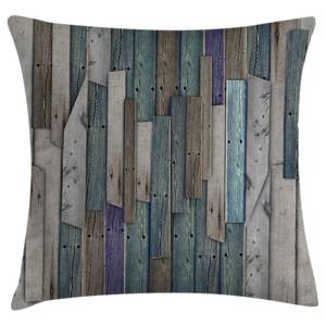 Housse de coussin Grunge Planks Polyester - Gris / Bleu - 40 x 40 cm