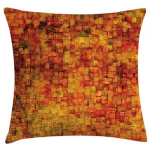 Federa con fantasia a mosaico Poliestere - Arancione / Senape - 40 x 40 cm