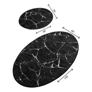 Badmat Marble II (2-delig) fluweel - zwart