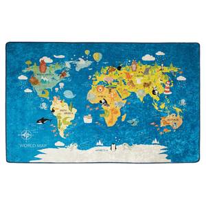 Kinderteppich World Map Samtstoff - Mehrfarbig - 140 x 190 cm