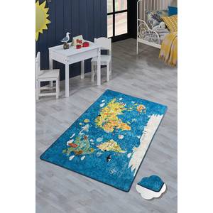 Kinderteppich World Map Samtstoff - Mehrfarbig - 140 x 190 cm