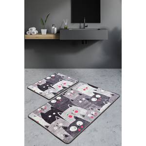 Tapis de bain Meow (2 éléments) Velours - Gris