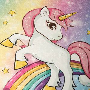 Tapis enfant Unicorn Velours - Multicolore - 140 x 190 cm