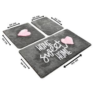 Tapis de bain Home Sweet Home (3 élém.) Acrylique - Gris fumé