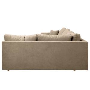 Ecksofa Meyford Microfaser Enza: Hellbeige - Ottomane davorstehend rechts - Ohne Hocker