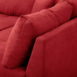 Canapé d’angle Meyford Microfibre Enza: Rouge - Méridienne longue à droite (vue de face) - Sans repose-pieds