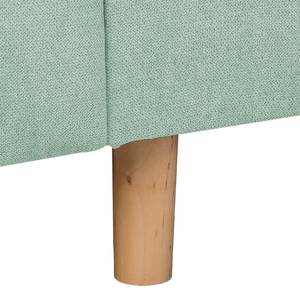 Canapé d’angle Meyford Microfibre Enza: Vert menthe - Méridienne longue à droite (vue de face) - Sans repose-pieds