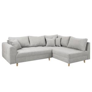 Ecksofa Meyford Microfaser Enza: Platin - Ottomane davorstehend rechts - Ohne Hocker