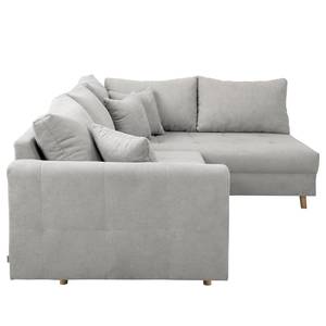 Ecksofa Meyford Microfaser Enza: Platin - Ottomane davorstehend rechts - Ohne Hocker