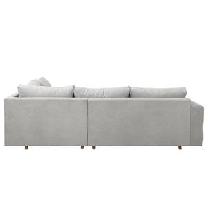 Ecksofa Meyford Microfaser Enza: Platin - Ottomane davorstehend rechts - Ohne Hocker