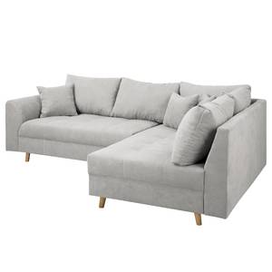 Ecksofa Meyford Microfaser Enza: Platin - Ottomane davorstehend rechts - Ohne Hocker