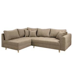 Ecksofa Meyford Microfaser Enza: Hellbeige - Ottomane davorstehend links - Ohne Hocker