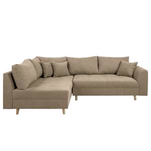 Ecksofa Meyford Microfaser Enza: Hellbeige - Ottomane davorstehend links - Ohne Hocker