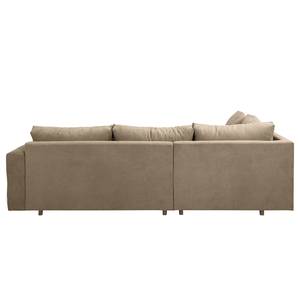 Ecksofa Meyford Microfaser Enza: Hellbeige - Ottomane davorstehend links - Ohne Hocker