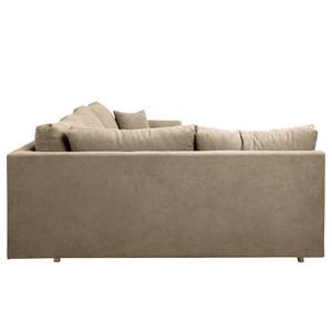 Ecksofa Meyford Microfaser Enza: Hellbeige - Ottomane davorstehend links - Ohne Hocker