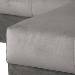 Ecksofa Meyford Samt Ravi: Taupe - Ottomane davorstehend rechts - Ohne Hocker