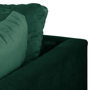 Canapé d’angle Meyford Velours Ravi: Vert vieilli - Méridienne longue à droite (vue de face) - Sans repose-pieds