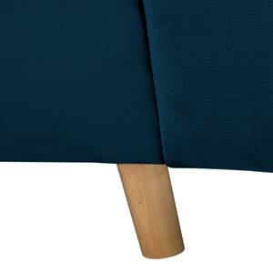 Ecksofa Meyford Samt Ravi: Marineblau - Ottomane davorstehend links - Ohne Hocker