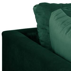 Canapé d’angle Meyford Velours Ravi: Vert vieilli - Méridienne longue à gauche (vue de face) - Sans repose-pieds