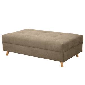 Ecksofa Meyford Microfaser Enza: Hellbeige - Ottomane davorstehend rechts - Mit Hocker