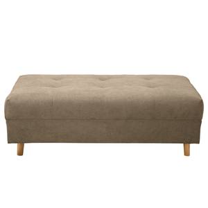 Ecksofa Meyford Microfaser Enza: Hellbeige - Ottomane davorstehend rechts - Mit Hocker