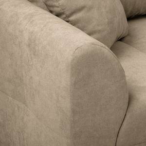 Ecksofa Meyford Microfaser Enza: Hellbeige - Ottomane davorstehend rechts - Mit Hocker