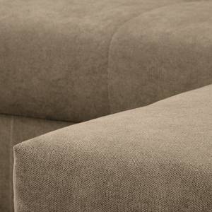 Ecksofa Meyford Microfaser Enza: Hellbeige - Ottomane davorstehend rechts - Mit Hocker