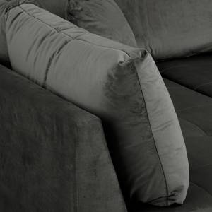 Canapé d’angle Meyford Velours Ravi: Anthracite - Méridienne longue à gauche (vue de face) - Sans repose-pieds