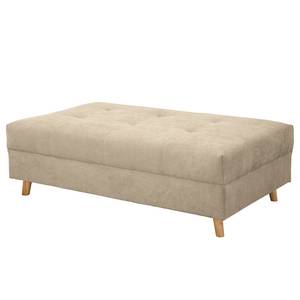 Ecksofa Meyford Microfaser Enza: Creme - Ottomane davorstehend rechts - Mit Hocker