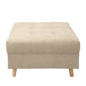 Ecksofa Meyford Microfaser Enza: Creme - Ottomane davorstehend rechts - Mit Hocker