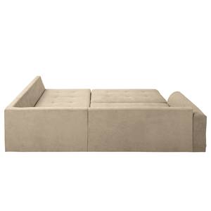 Ecksofa Meyford Microfaser Enza: Creme - Ottomane davorstehend rechts - Mit Hocker