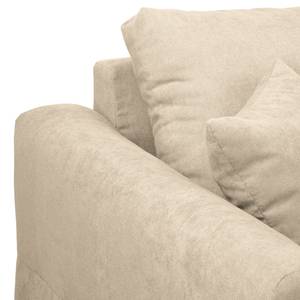 Ecksofa Meyford Microfaser Enza: Creme - Ottomane davorstehend rechts - Mit Hocker