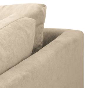 Ecksofa Meyford Microfaser Enza: Creme - Ottomane davorstehend rechts - Mit Hocker