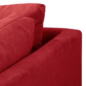 Canapé d’angle Meyford Microfibre Enza: Rouge - Méridienne longue à droite (vue de face) - Avec repose-pieds