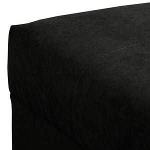 Canapé d’angle Meyford Microfibre Enza: Noir - Méridienne longue à gauche (vue de face) - Avec repose-pieds